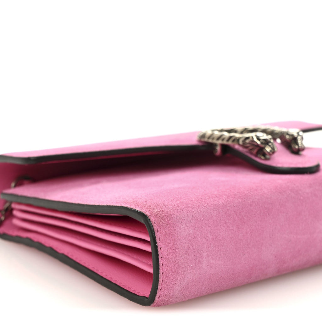 Suede Mini Dionysus Chain Wallet Pink Tropical Flower