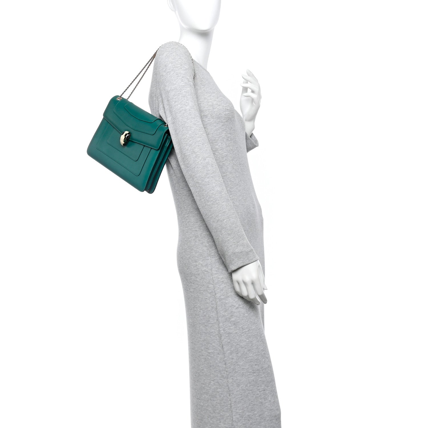 Calfskin Serpenti Forever Shoulder Bag Emerald Green