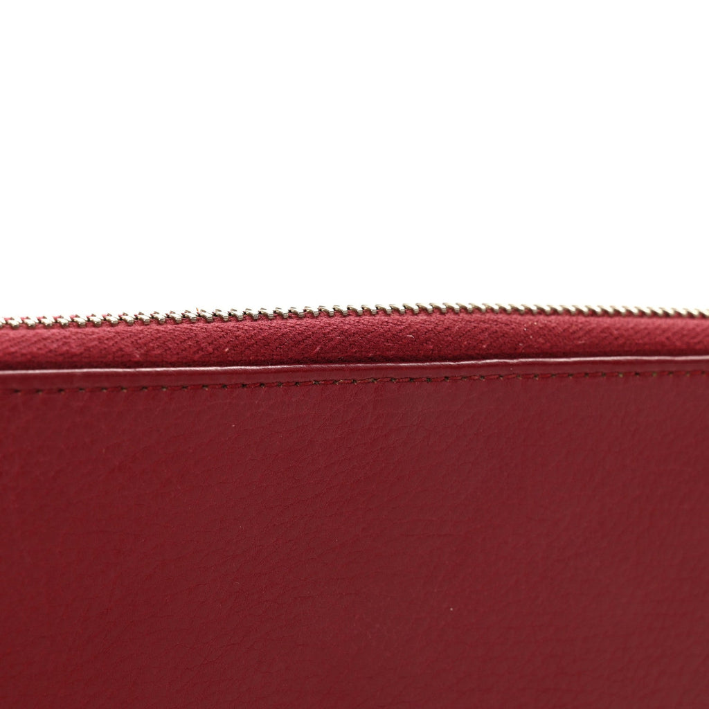 Pebbled Calfskin Studded Soho Zip Around Wallet Soft Burgundy