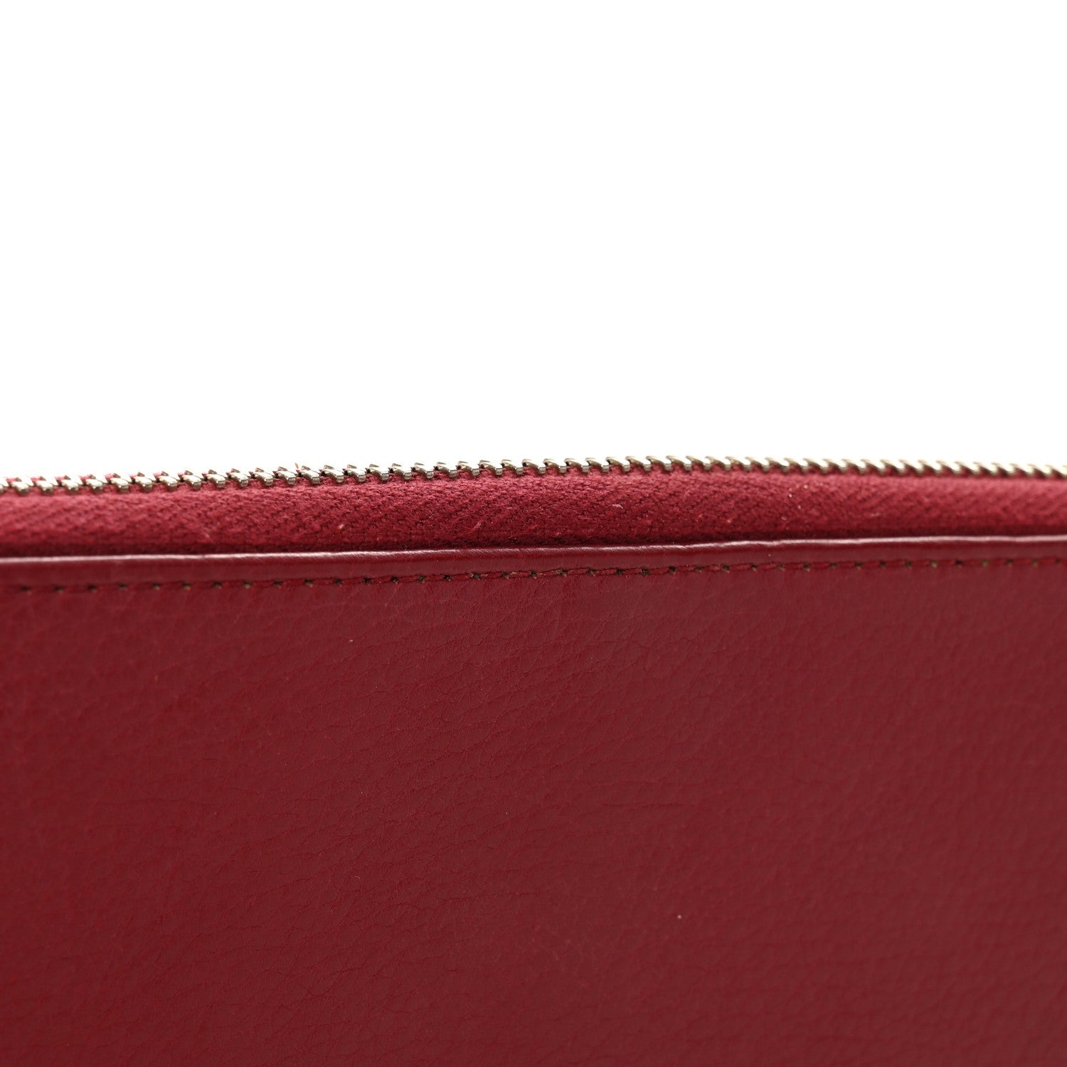 Pebbled Calfskin Studded Soho Zip Around Wallet Soft Burgundy