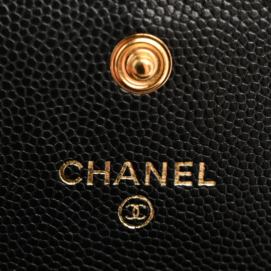 Caviar Quilted CC Flap  Holder Black
