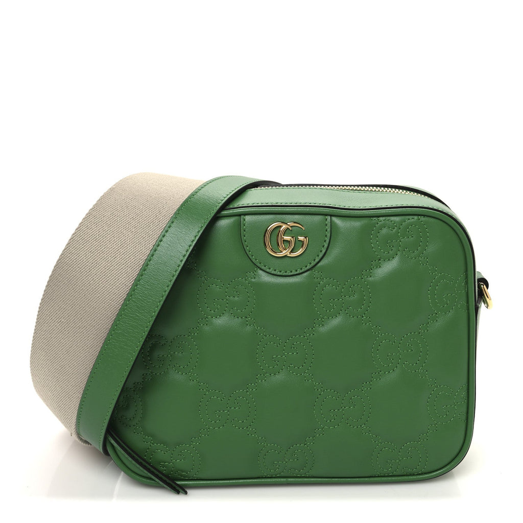 Calfskin GG Matelasse Shoulder Bag Spring Green Natural