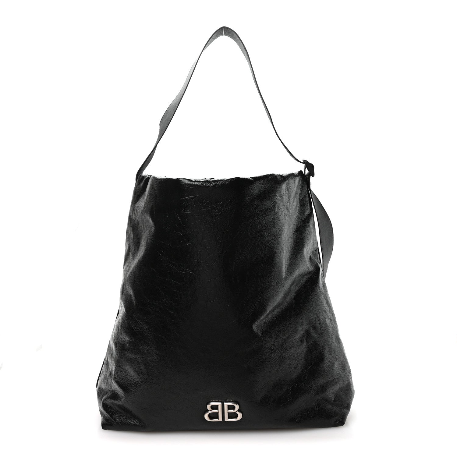 Arena Calfskin Large Monaco Shoulder Bag Black