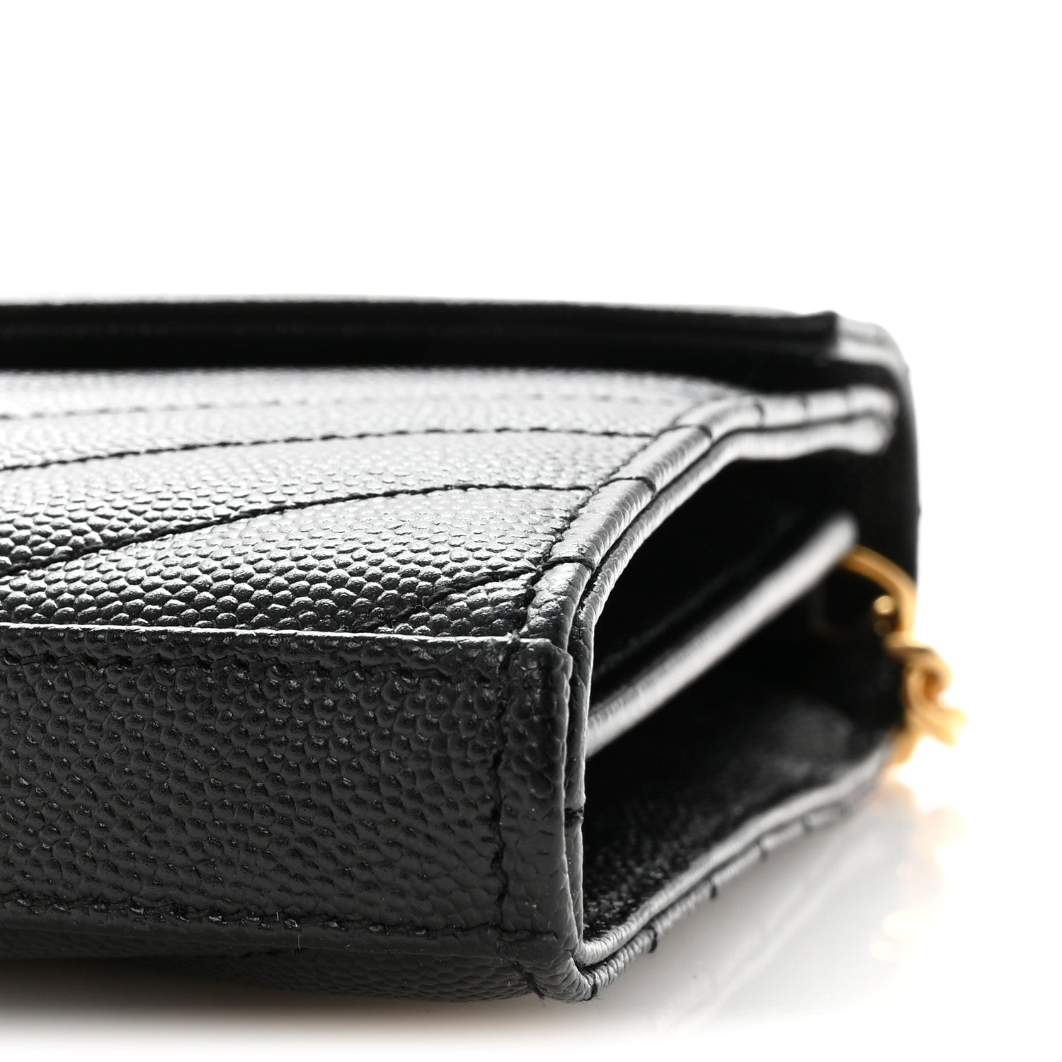 Grain De Poudre Matelasse Chevron Monogram Chain Wallet Black