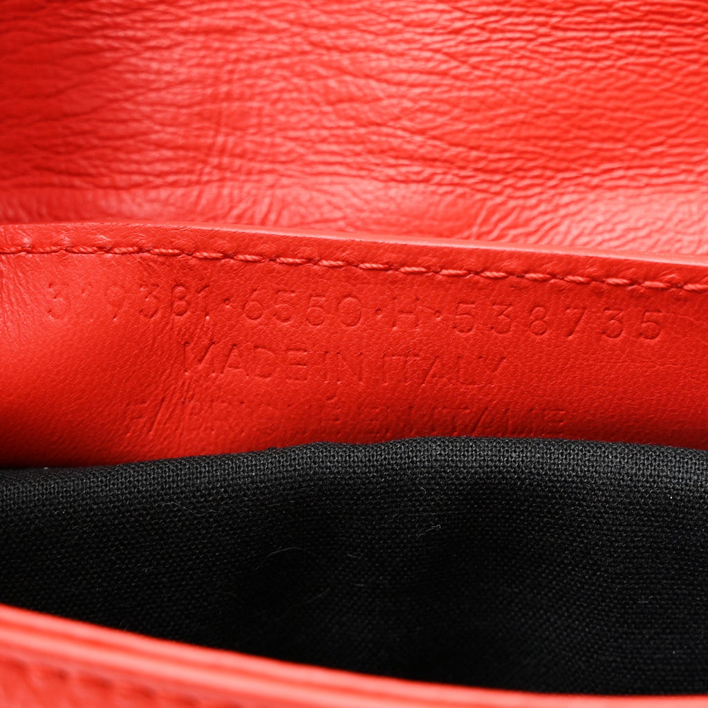 Matte Goatskin Rubber Covered Classic Hardware Envelope Clutch Rouge Ambre