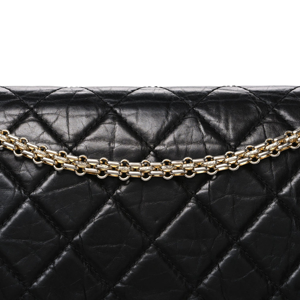 Aged Calfskin Quilted 2.55 Reissue 227 Flap Black