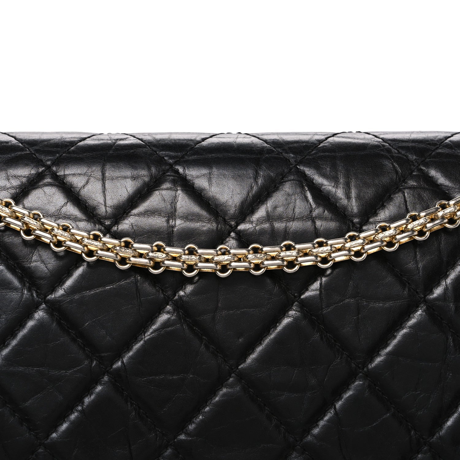 Aged Calfskin Quilted 2.55 Reissue 227 Flap Black