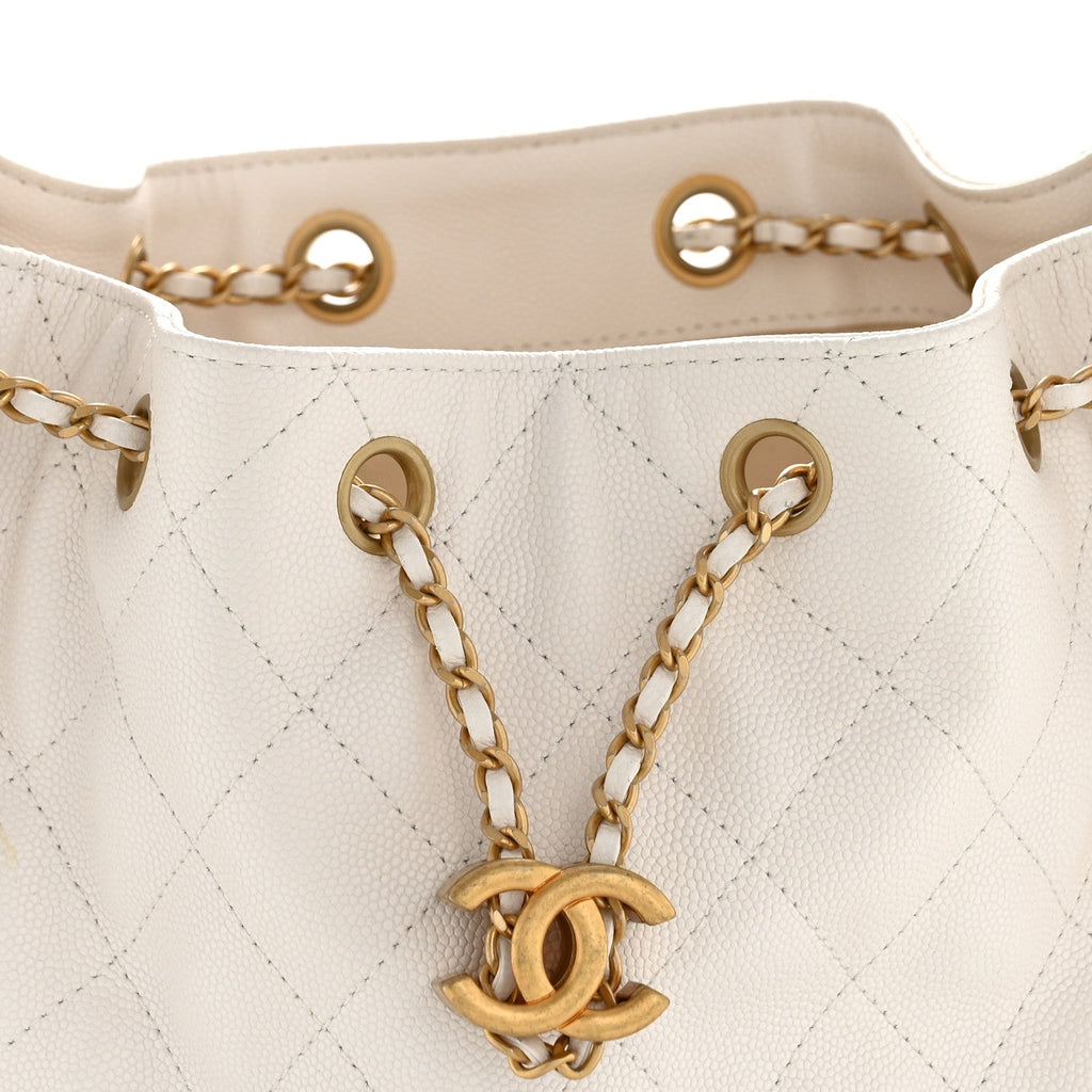 Caviar Quilted Small Chanel 25 Handbag White