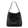 Crumpled Calfskin Quilted Chanel 22 Black