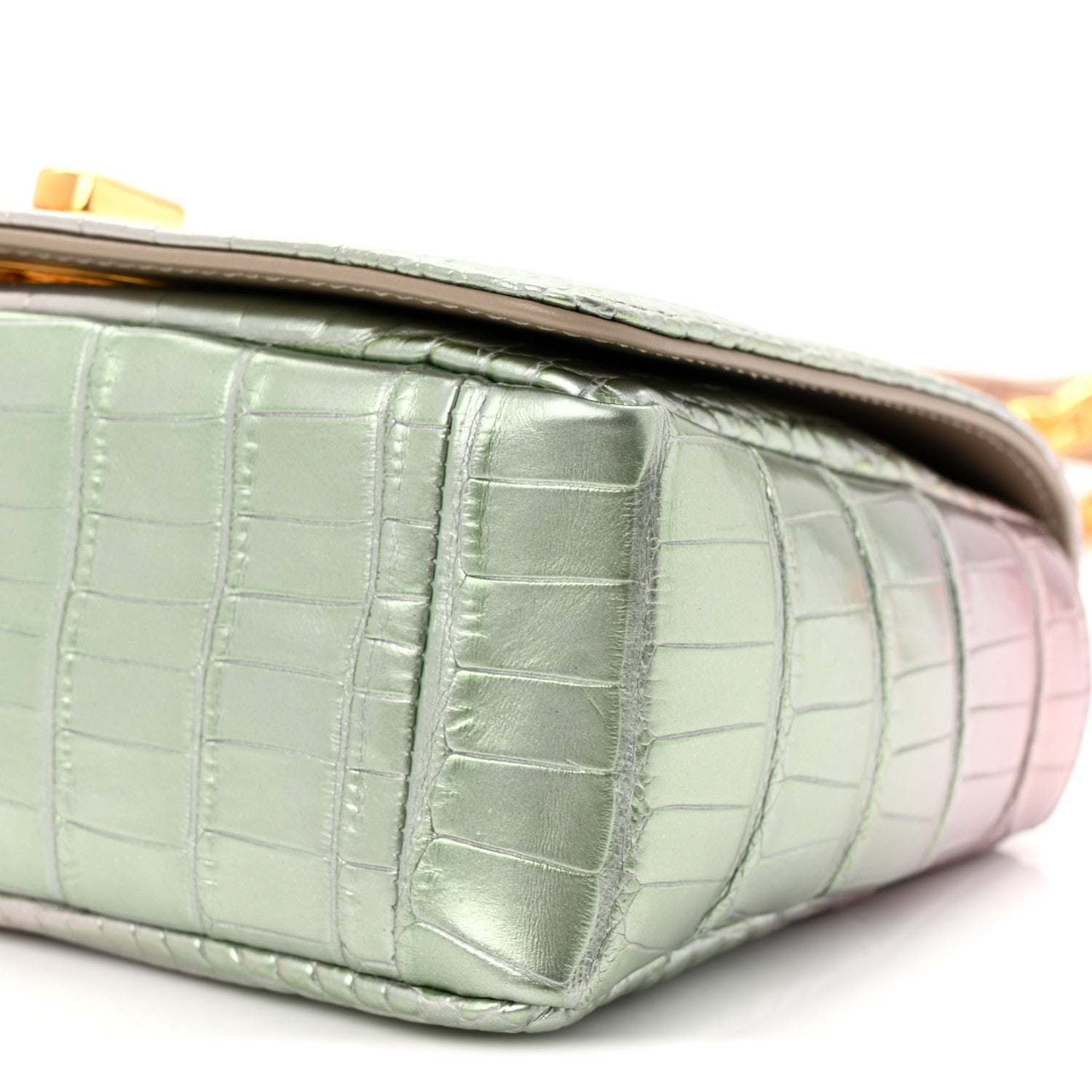Metallic Alligator Small Caro Bag Multicolor