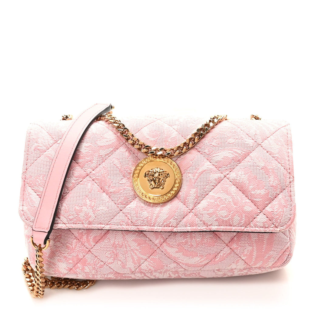 Baroque Jacquard Quilted Small Medusa Shoulder Bag Baby Pink