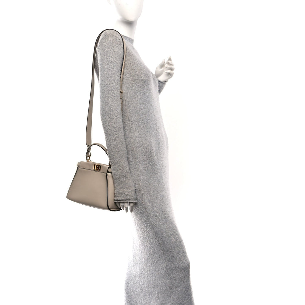 Vitello Seta Canvas FF Embroidered Mini Peekaboo Iconic Satchel Nuvola