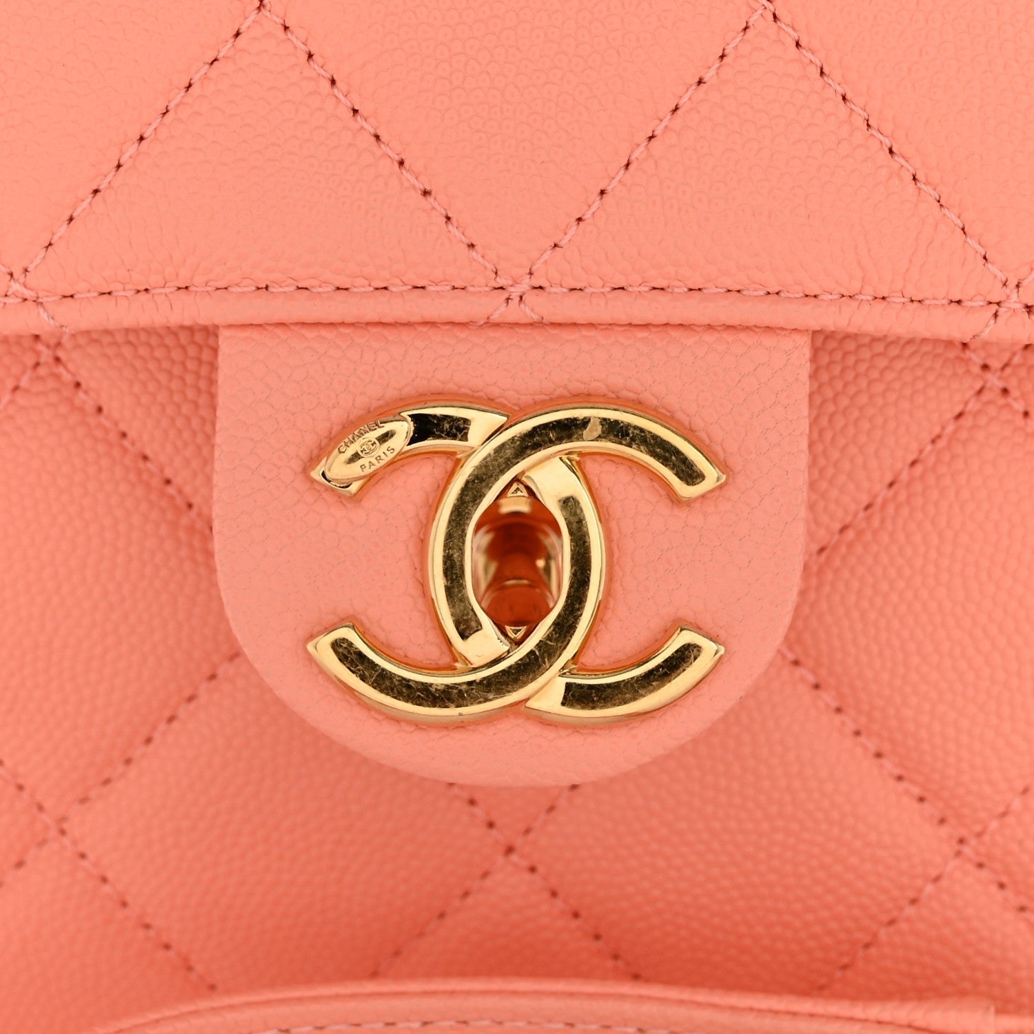 Caviar Quilted Handy Box Vanity Case Orange