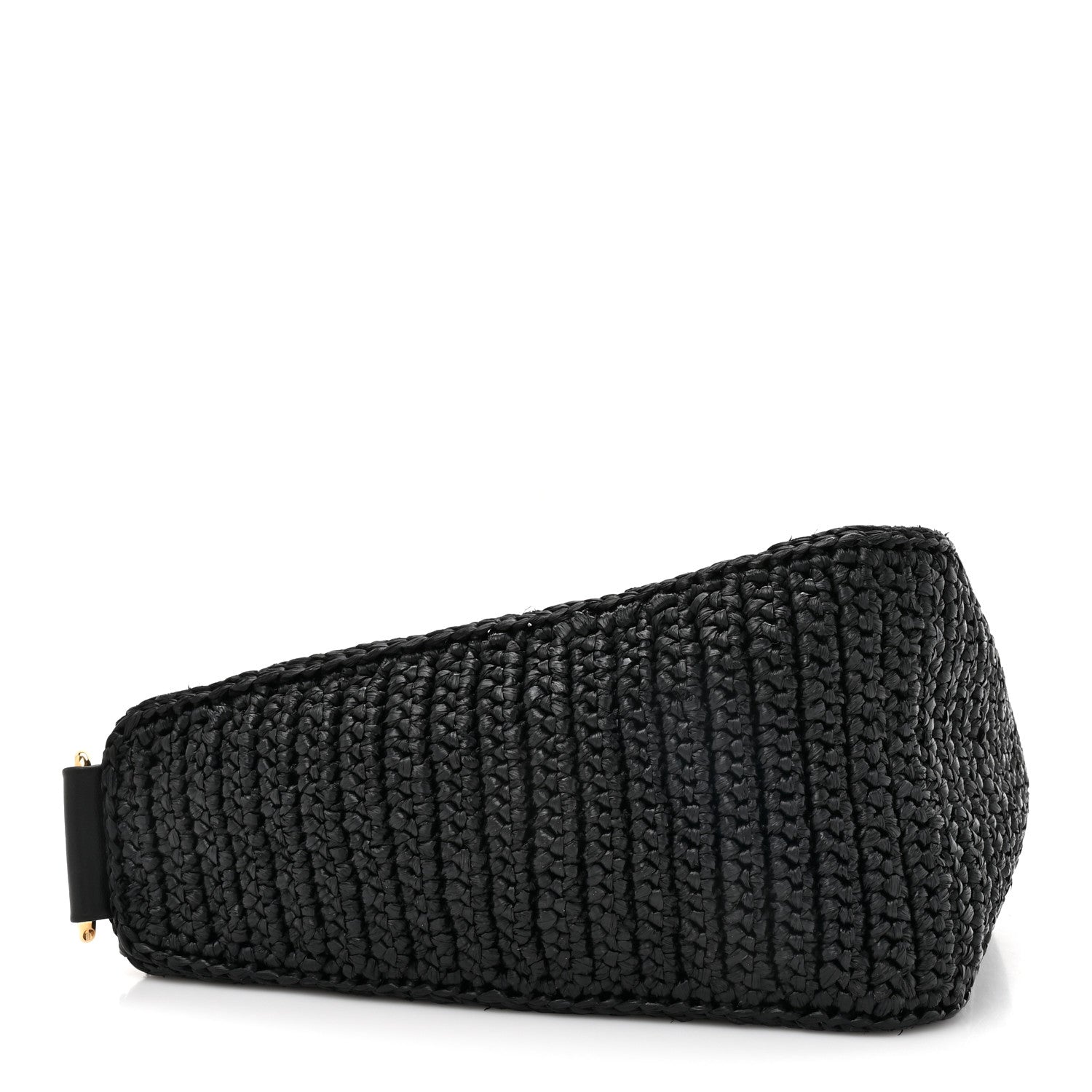Yarn Raffia Effect Crochet Triangle Shoulder Bag Black