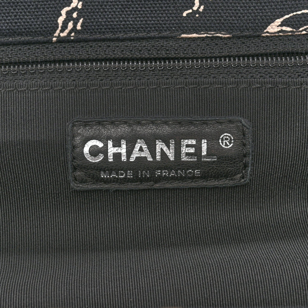 Canvas Camellia Flower Tote Black