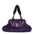 Lambskin Plisse Pleated Frame Satchel Violet Fonce
