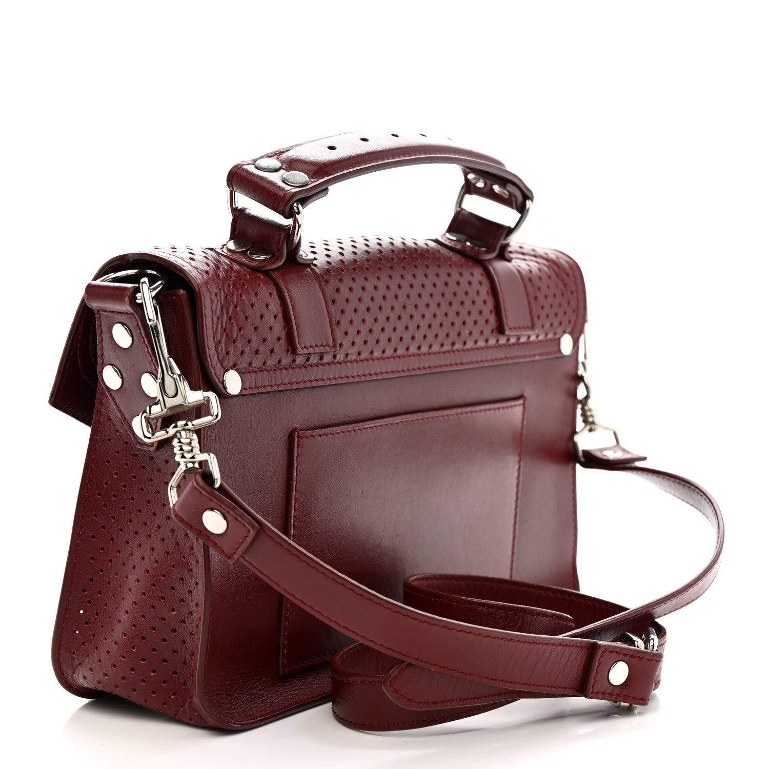 Lambskin Perforated Tiny PS1 Satchel Burgundy