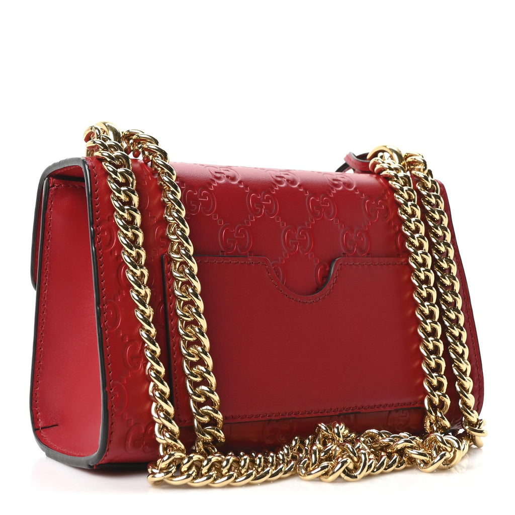 Guccissima Small Padlock Shoulder Bag Hibiscus Red