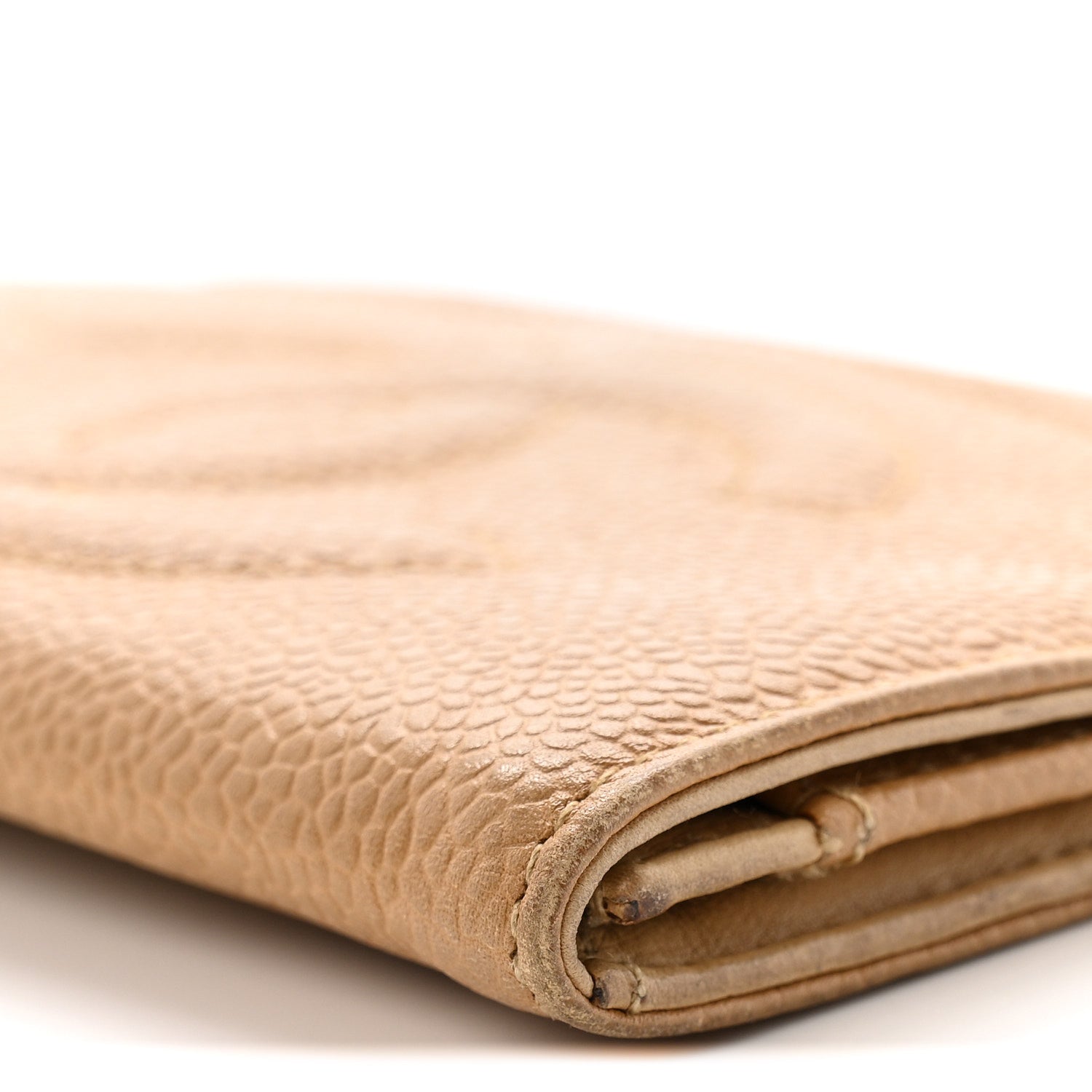 Caviar Timeless CC Compact Flap Wallet Beige