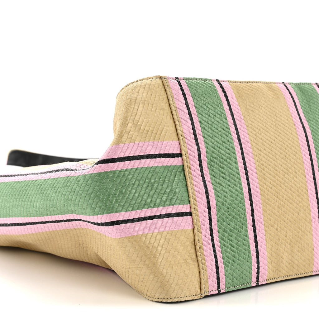 Raffia Striped Logo Tote Multicolor