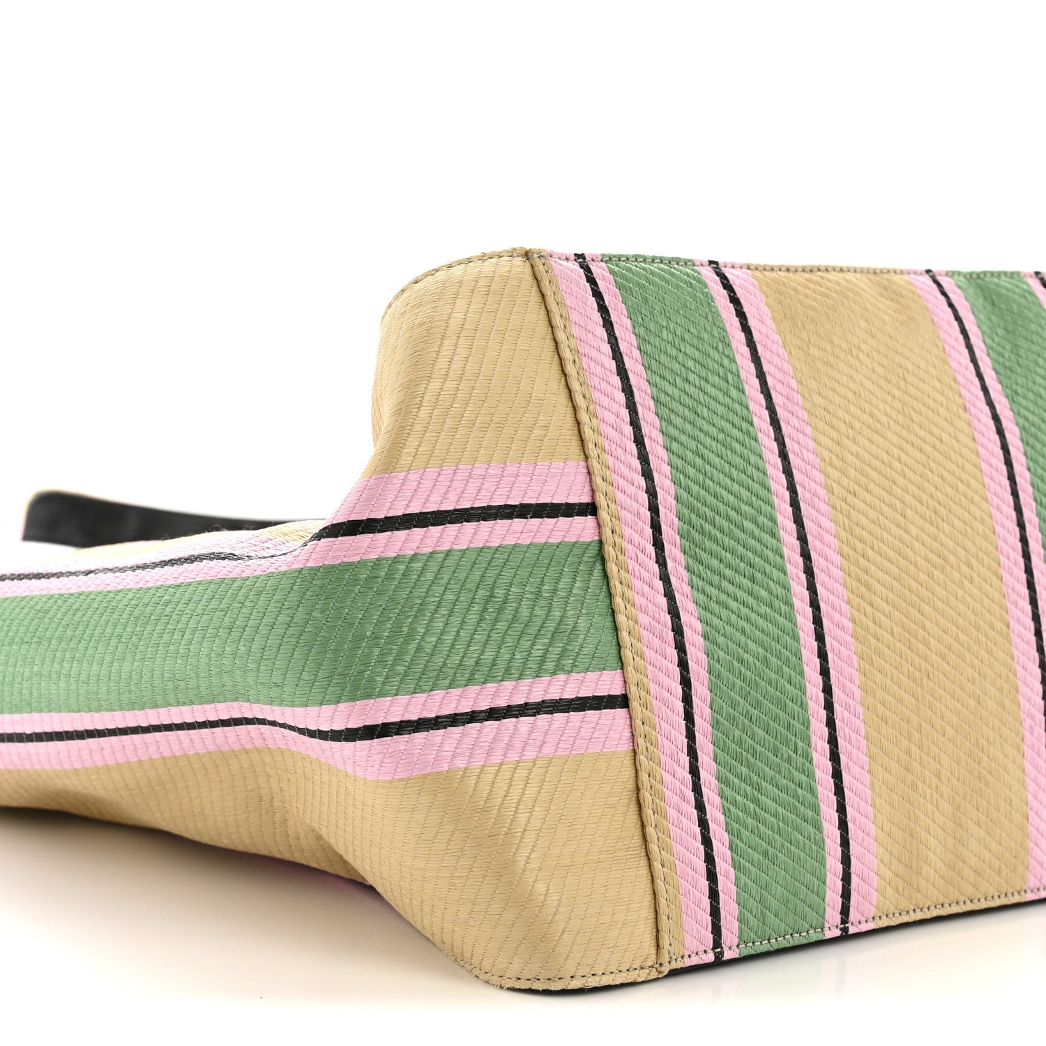 Raffia Striped Logo Tote Multicolor
