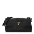 Vitello Daino Soft Flap Shoulder Bag Black