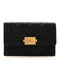Caviar Quilted Boy Flap  Holder Black