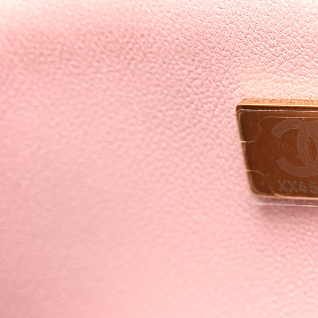 Lambskin Quilted Mini Top Handle Rectangular Flap Light Pink