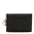 Lambskin Cannage Small Lady Dior Flap  Holder Black