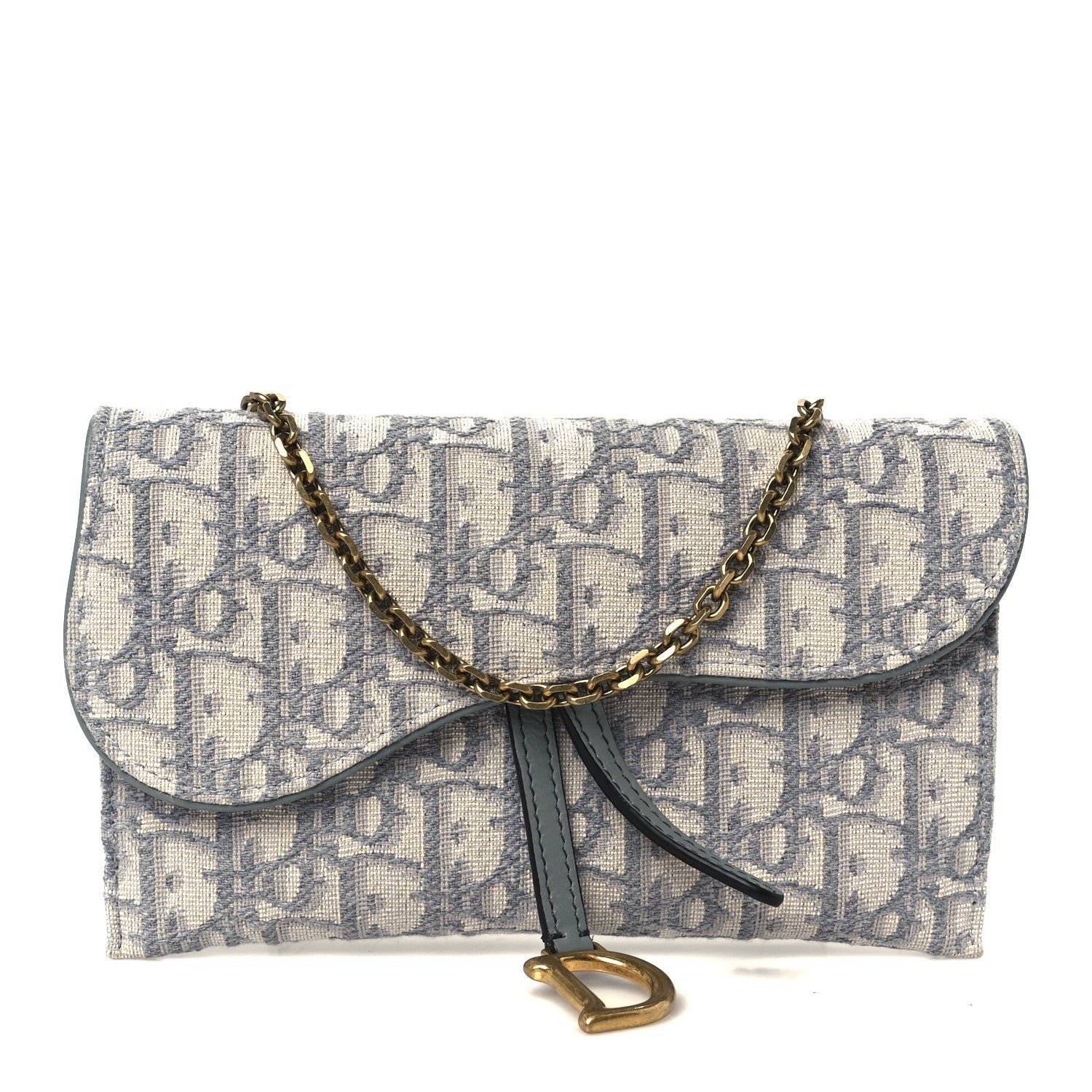 Oblique Saddle Chain Long Wallet Grey