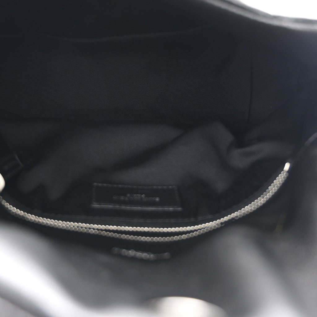Lambskin Quilted Small Loulou Puffer Monogram Chain Satchel Black