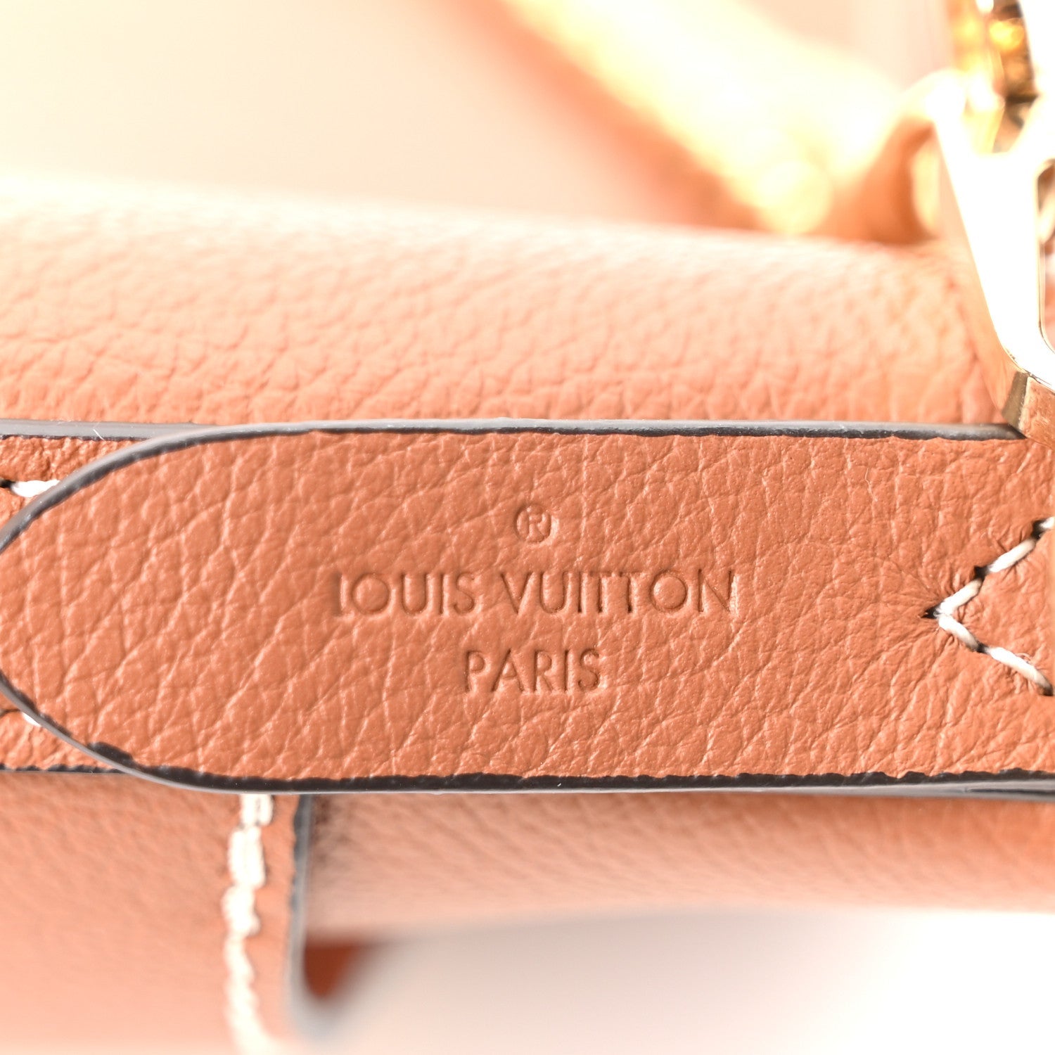 Calfskin Lock and Walk Bucket Cognac