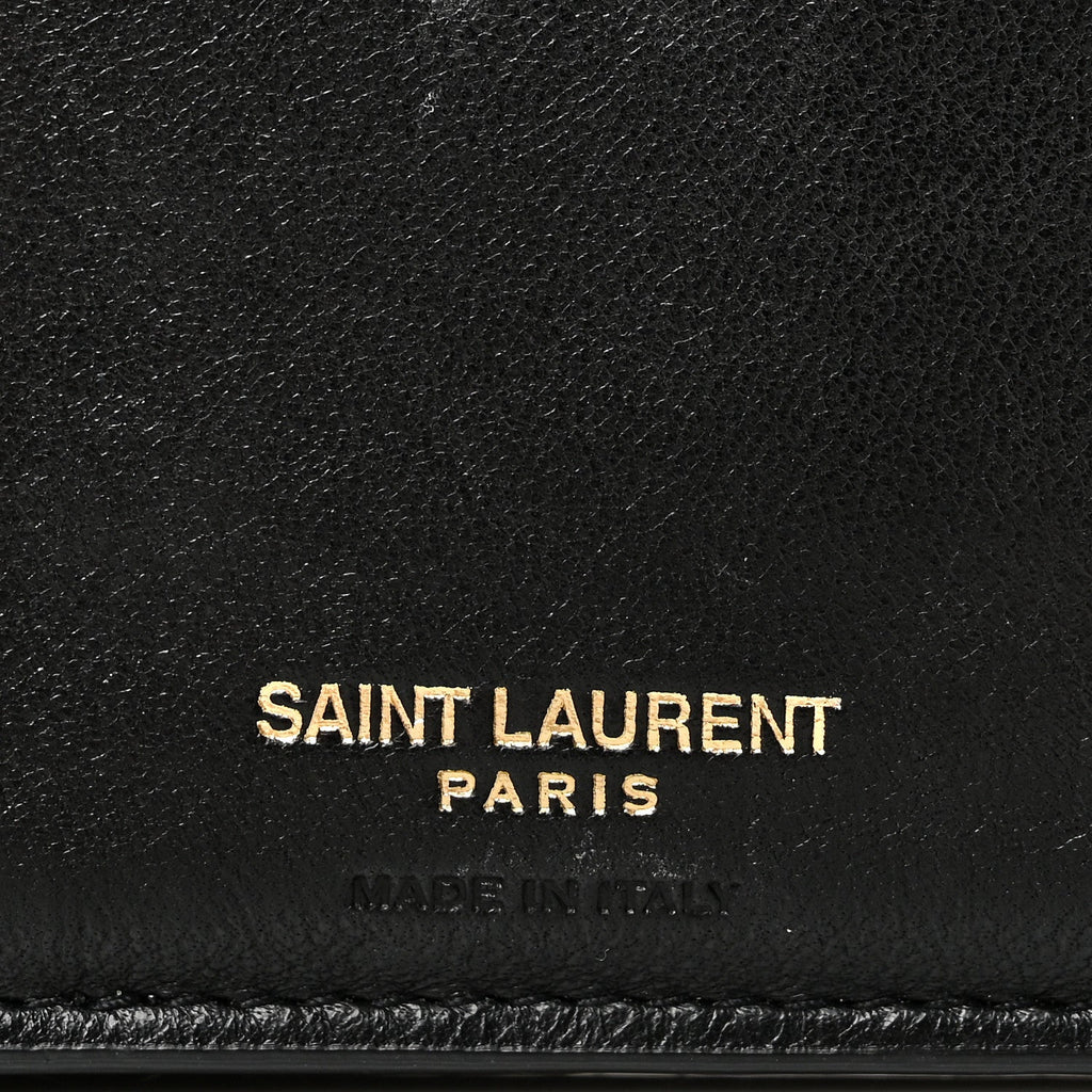 Lambskin Matelasse Monogram Vicky Tri-Fold Wallet Black