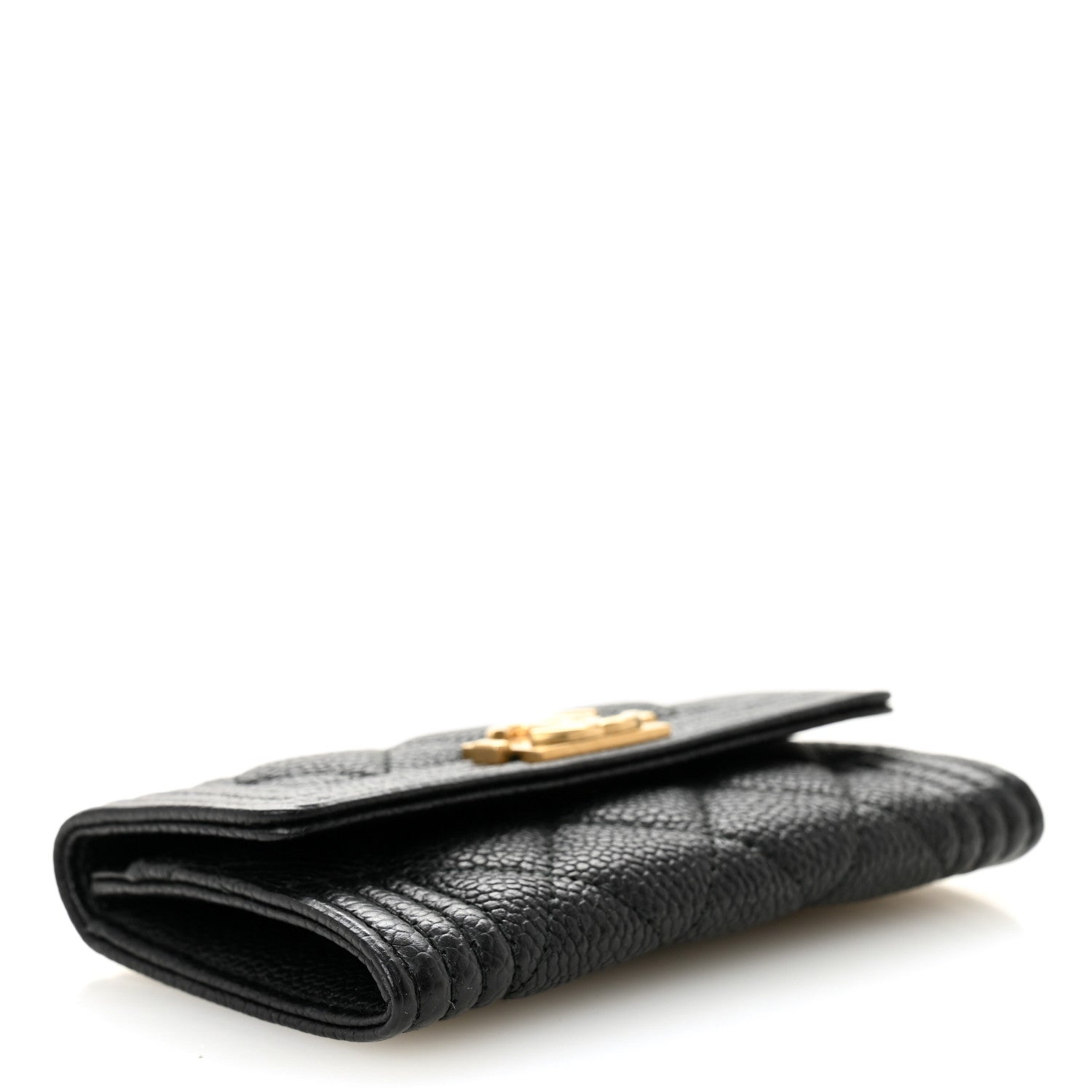 Caviar Quilted Boy Flap  Holder Black