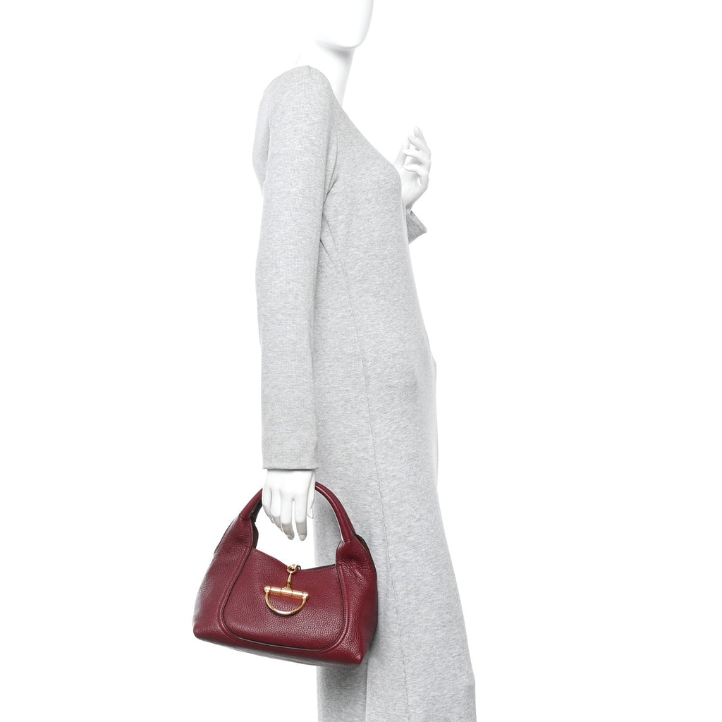 Grained Calfskin Softbit Medium Shoulder Bag Rosso Ancora