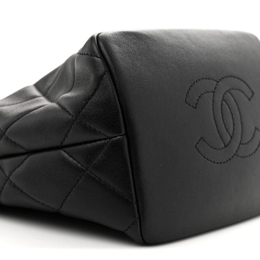 Lambskin Quilted Crystal Small CC Chain Hobo Black