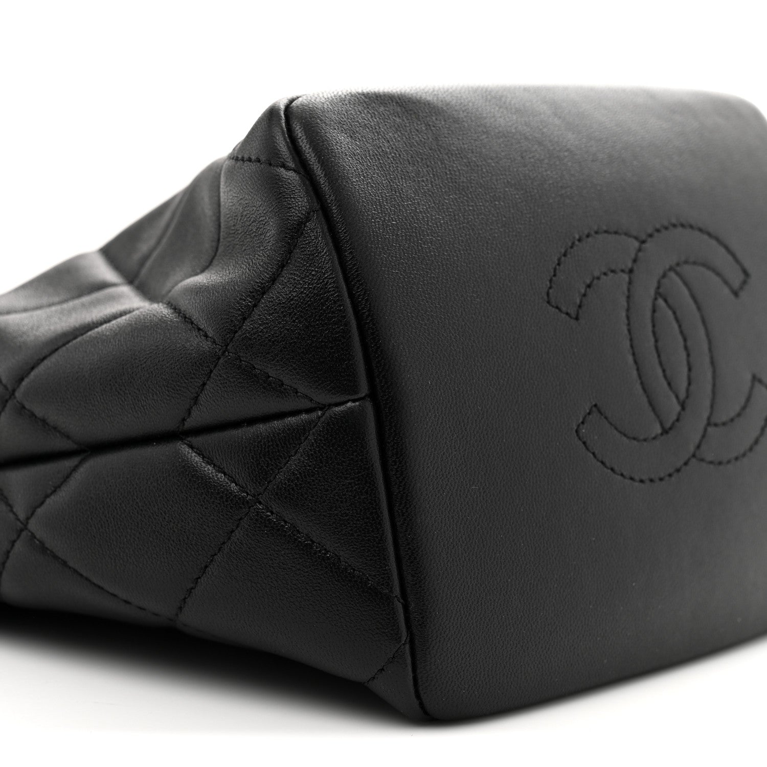 Lambskin Quilted Crystal Small CC Chain Hobo Black