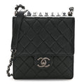 Lambskin Quilted Chic Pearls Flap Black