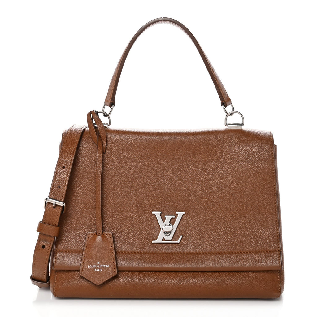 Soft Calfskin Lockme II Top Handle Cognac