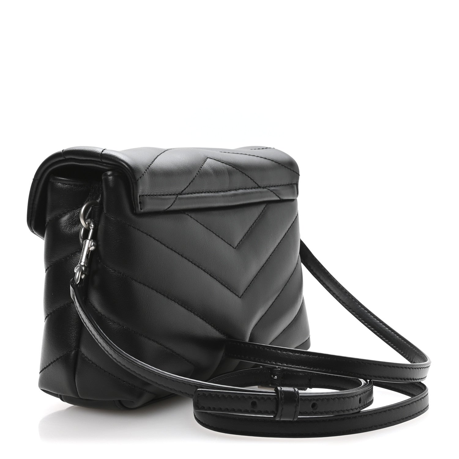 Calfskin Y Quilted Monogram Toy Loulou Crossbody Bag Black