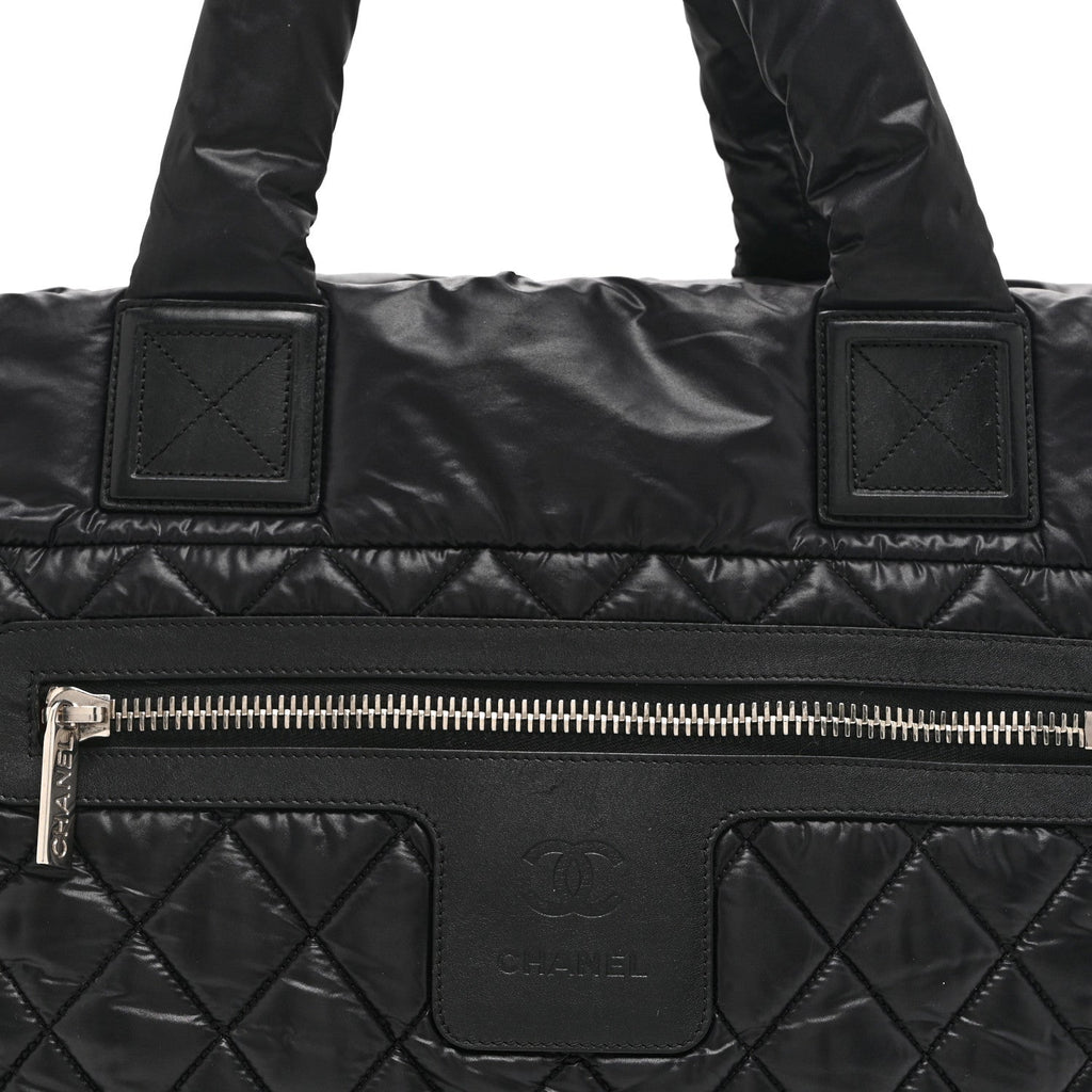 Nylon Quilted Large Coco Cocoon Tote Black