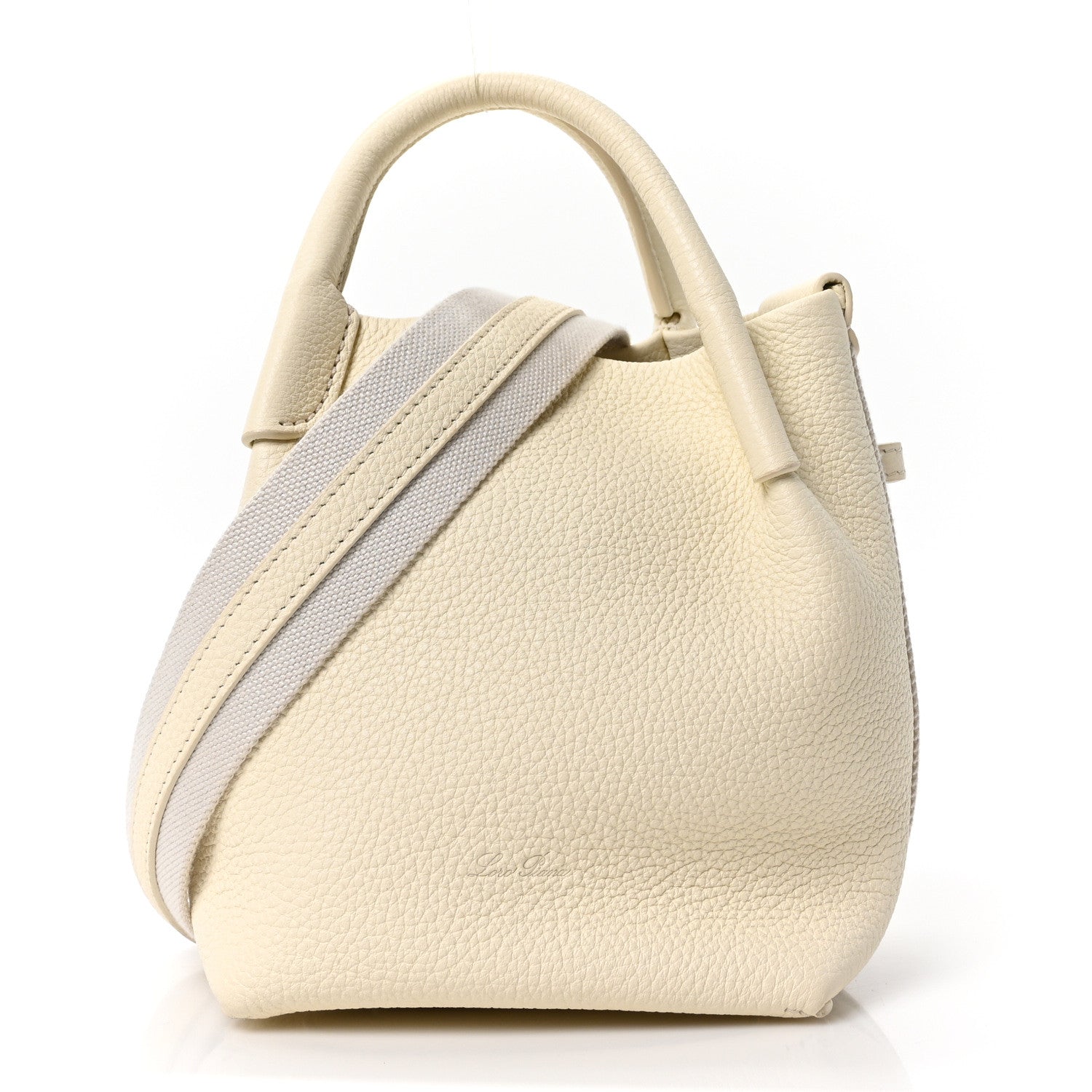 Grained Calfskin Micro Bale Bag Whisper White