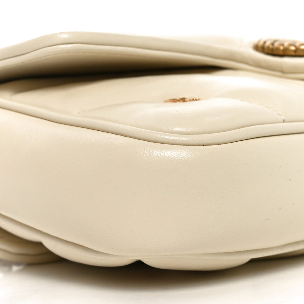 Calfskin Matelasse Double G Studs Mini Torchon GG Marmont Shoulder Bag White