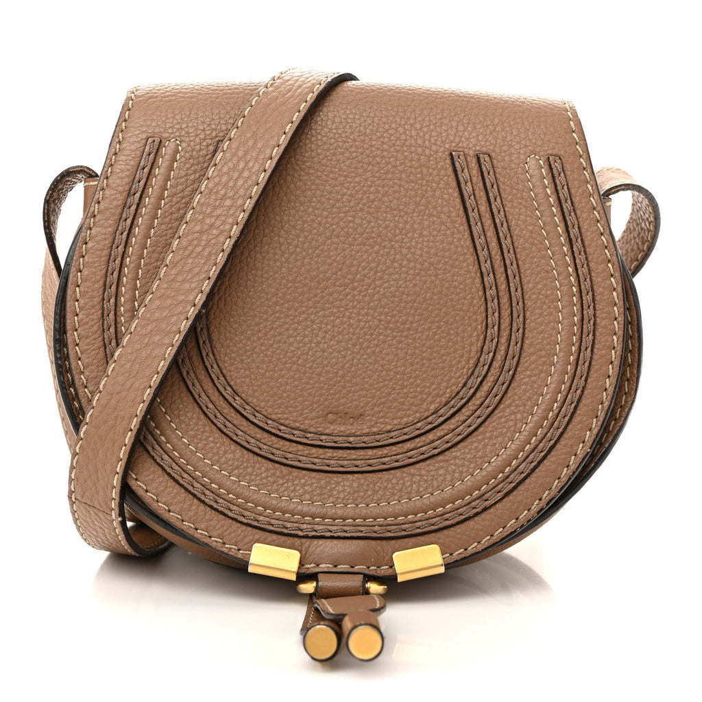 Calfskin Mini Marcie Round Crossbody Bag Nut