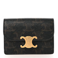 Triomphe Canvas Calfskin Flap  Holder Tan