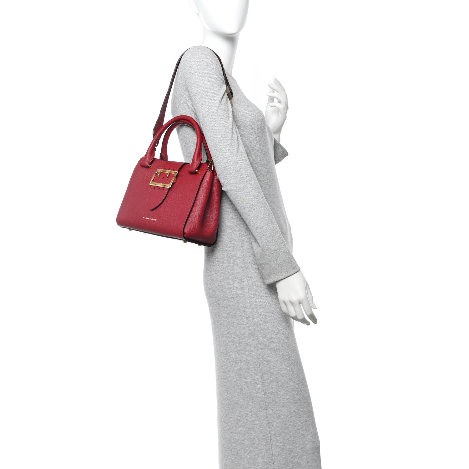 Soft Grain Calfskin Small Buckle Tote Parade Red