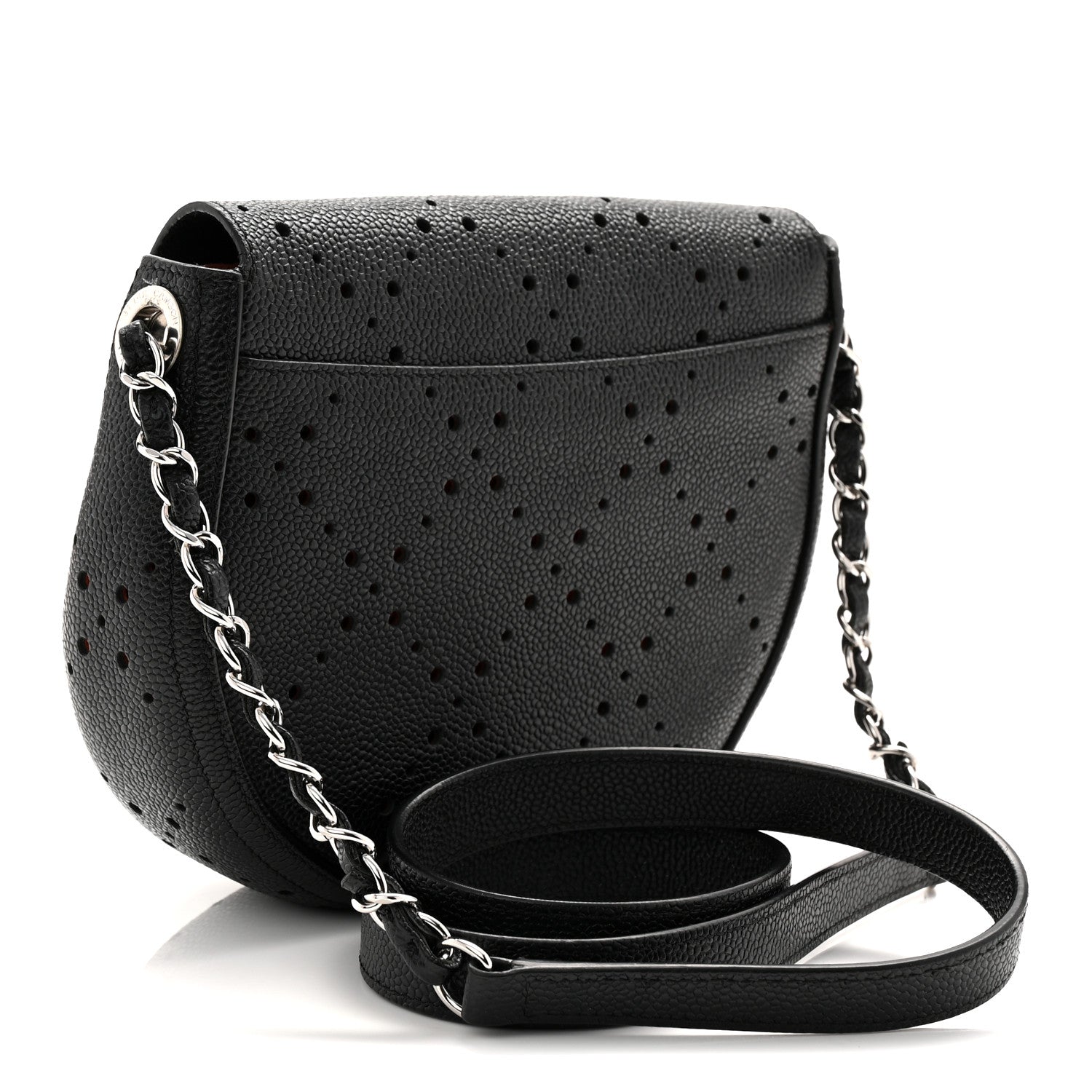 Caviar Perforated Messenger Bag Black