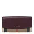 Grainy Calfskin House Check Continental Wallet Mahogany Red