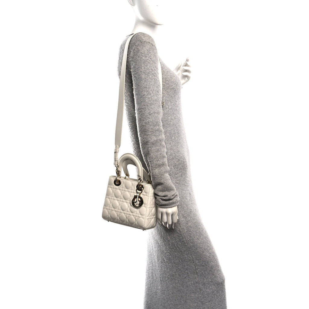 Lambskin Cannage Small My ABCDior Lady Dior White