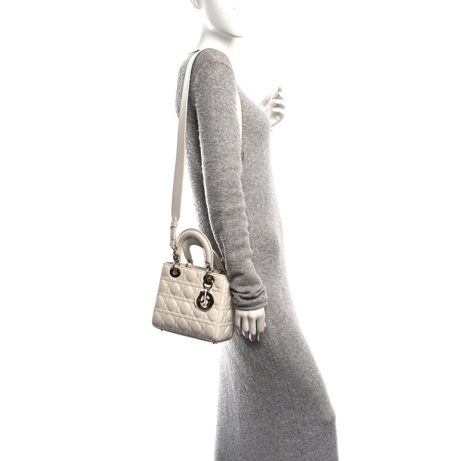 Lambskin Cannage Small My ABCDior Lady Dior White